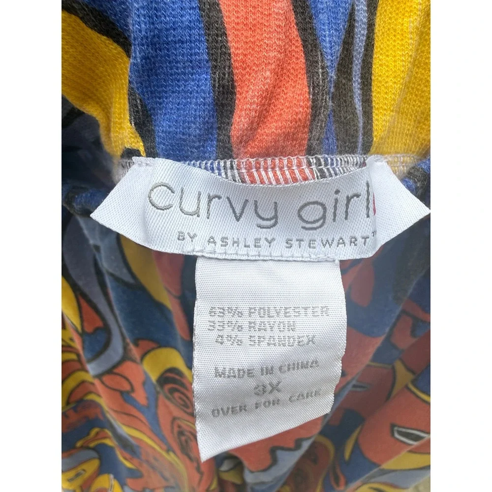 Ashley Stewart Curvy Girl 3X Abstract African Mask Print Lounge Set 2pc Blue Red
